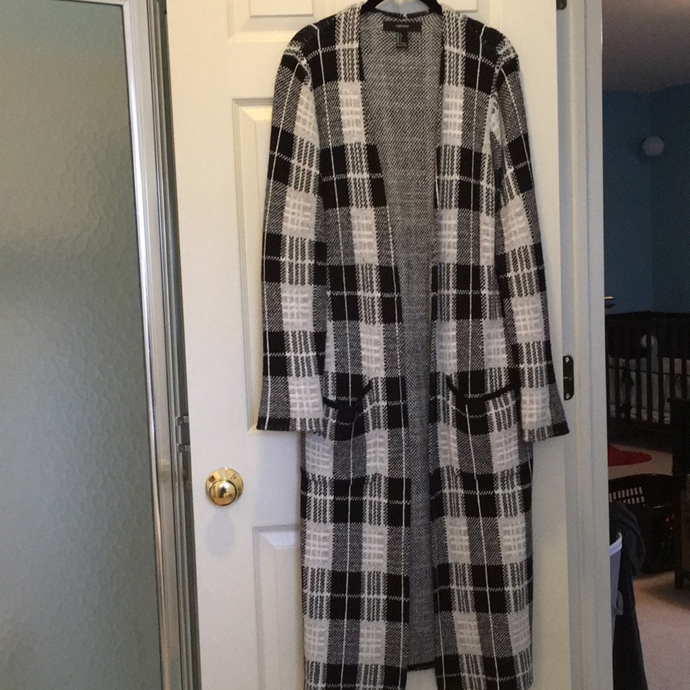 Forever 21 black/white plaid Duster